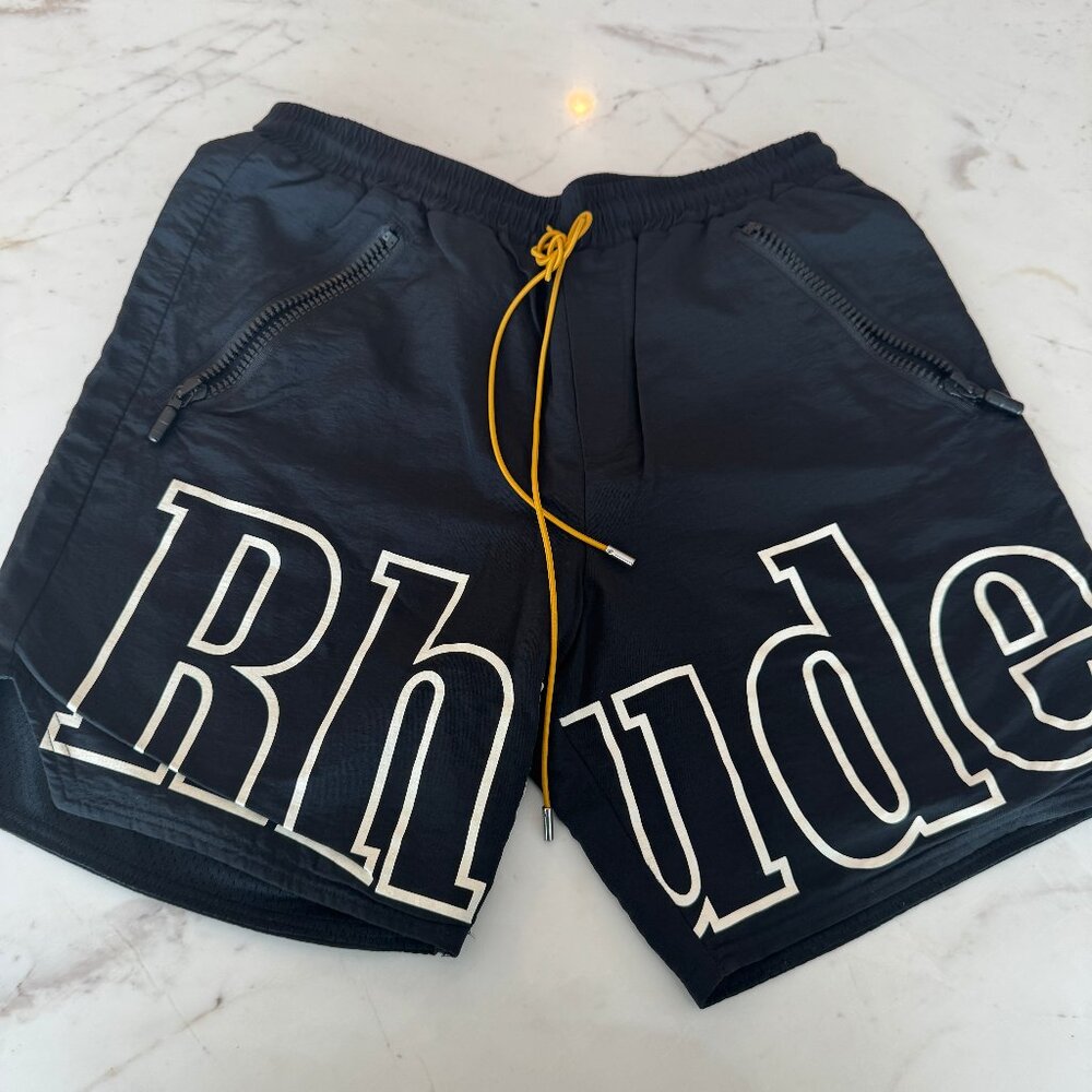 Rhude SSENSE Exclusive Black and White Contrast Swim Shorts